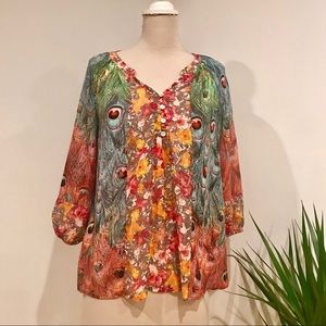 Fig & Flower Boho Peasant Top